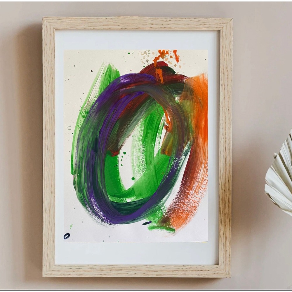 OMAN Original Abstract Painting 11x14 Paper Modern Expressionist Wall Art